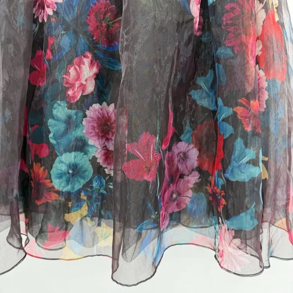 Bebe Floral Mesh Overlay Mini Skirt Skort Women’s Small High Waist Cocktail NWT - Picture 3 of 14